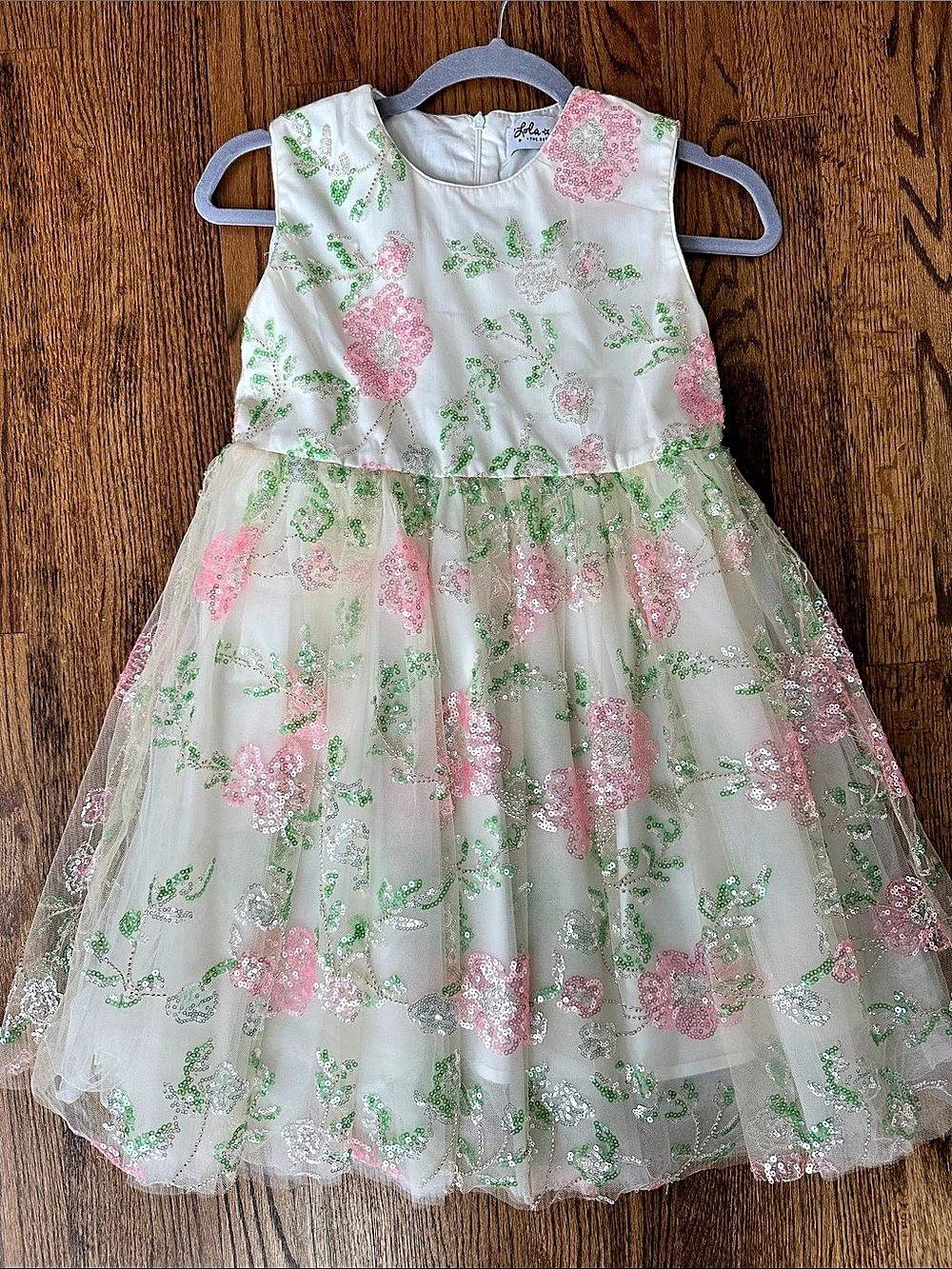 Lola + The Boys Girls Floral Sequin Dress Size 12 Like New